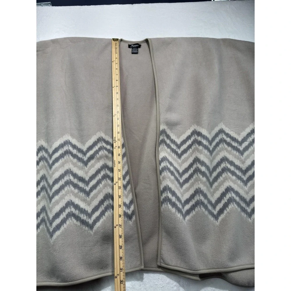 Eivissa Poncho Womens One Size Beige Fleece Open Front Geometric Wrap Cape